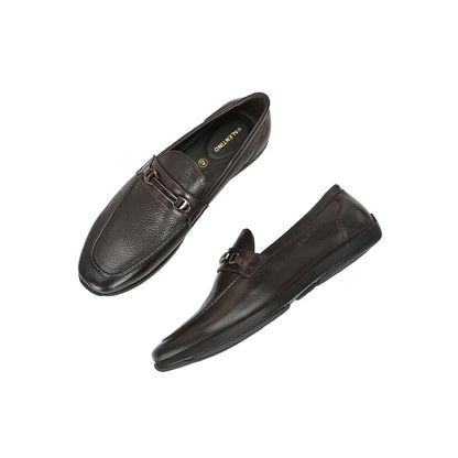 Valentino Men Premium Leather Brown Slip-On Formal Loafer Shoes