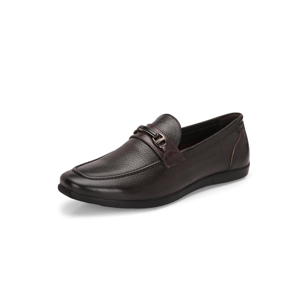 Valentino Men Premium Leather Brown Slip-On Formal Loafer Shoes