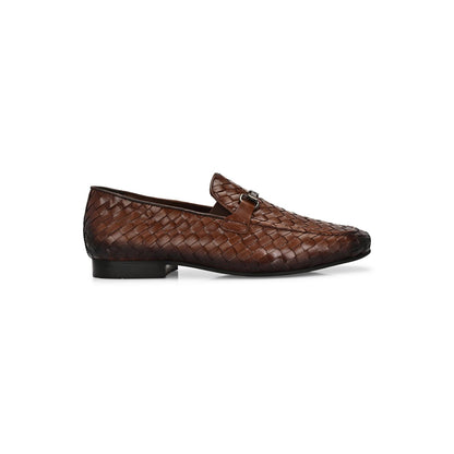 Valentino Genuine Leather Woven Slip-On Loafers for Men with Nulite Sole