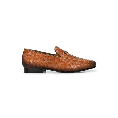 Valentino Genuine Leather Woven Slip-On Loafers for Men with Nulite Sole