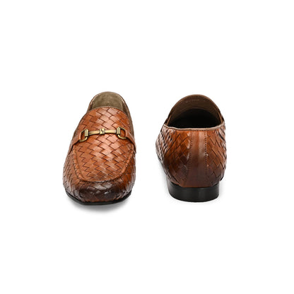 Valentino Genuine Leather Woven Slip-On Loafers for Men with Nulite Sole