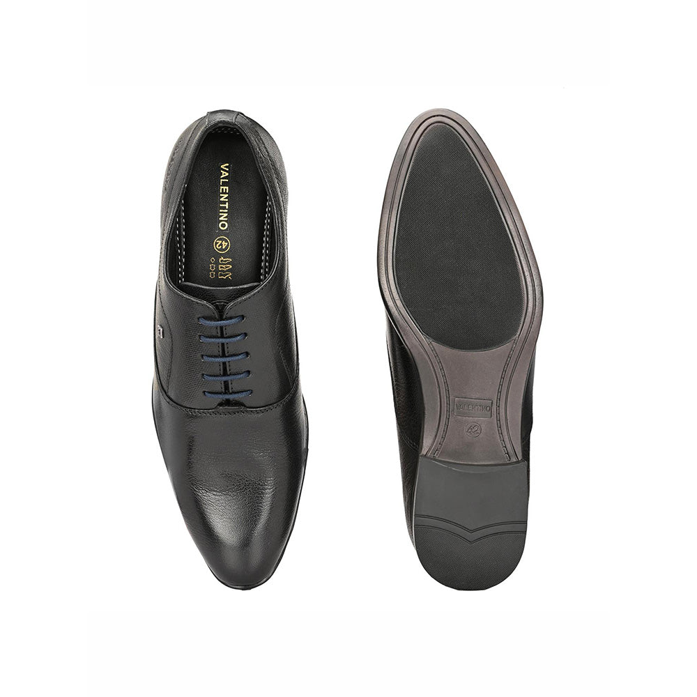 Valentino Men Premium Leather Black Lace Up Formal Oxford Shoes
