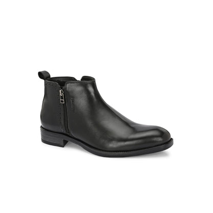 Valentino Men Premium Leather Ankle Side Zipper Boot