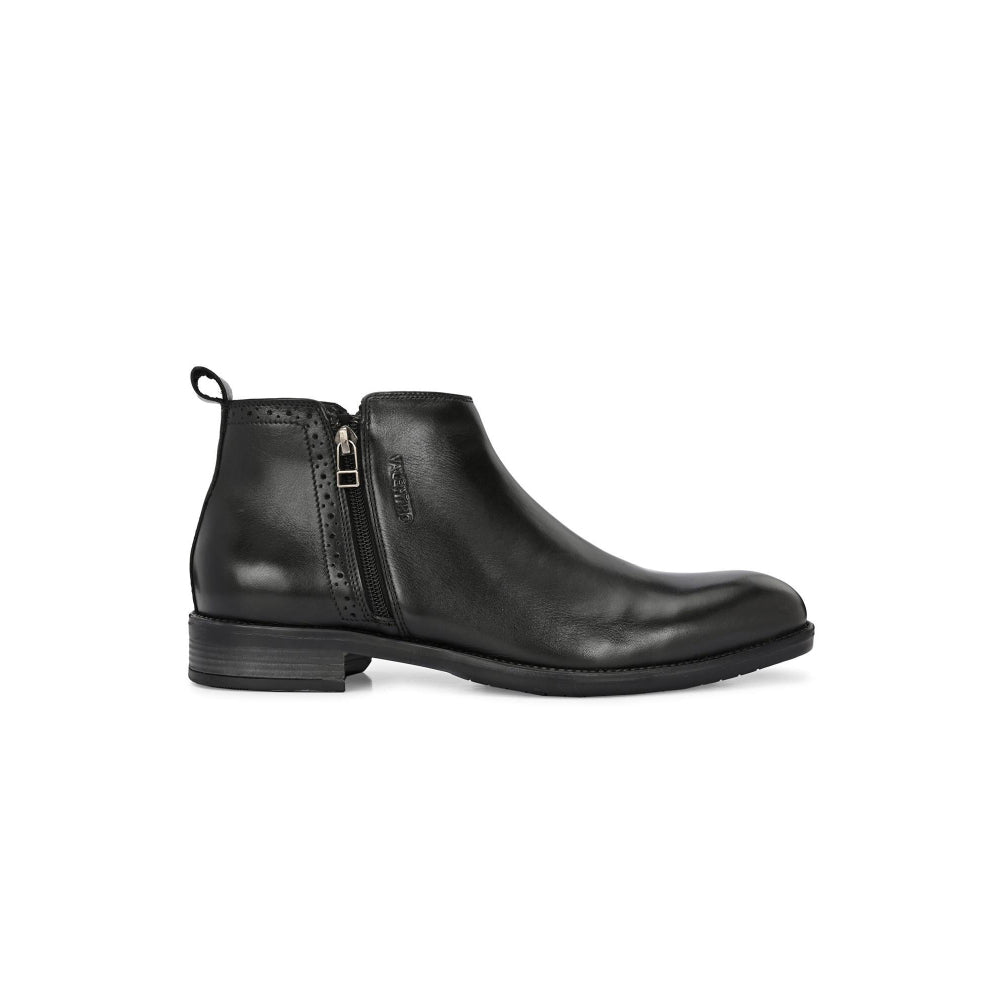 Valentino Men Premium Leather Ankle Side Zipper Boot