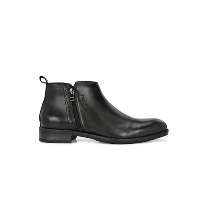 Valentino Men Premium Leather Ankle Side Zipper Boot