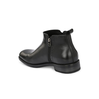 Valentino Men Premium Leather Ankle Side Zipper Boot
