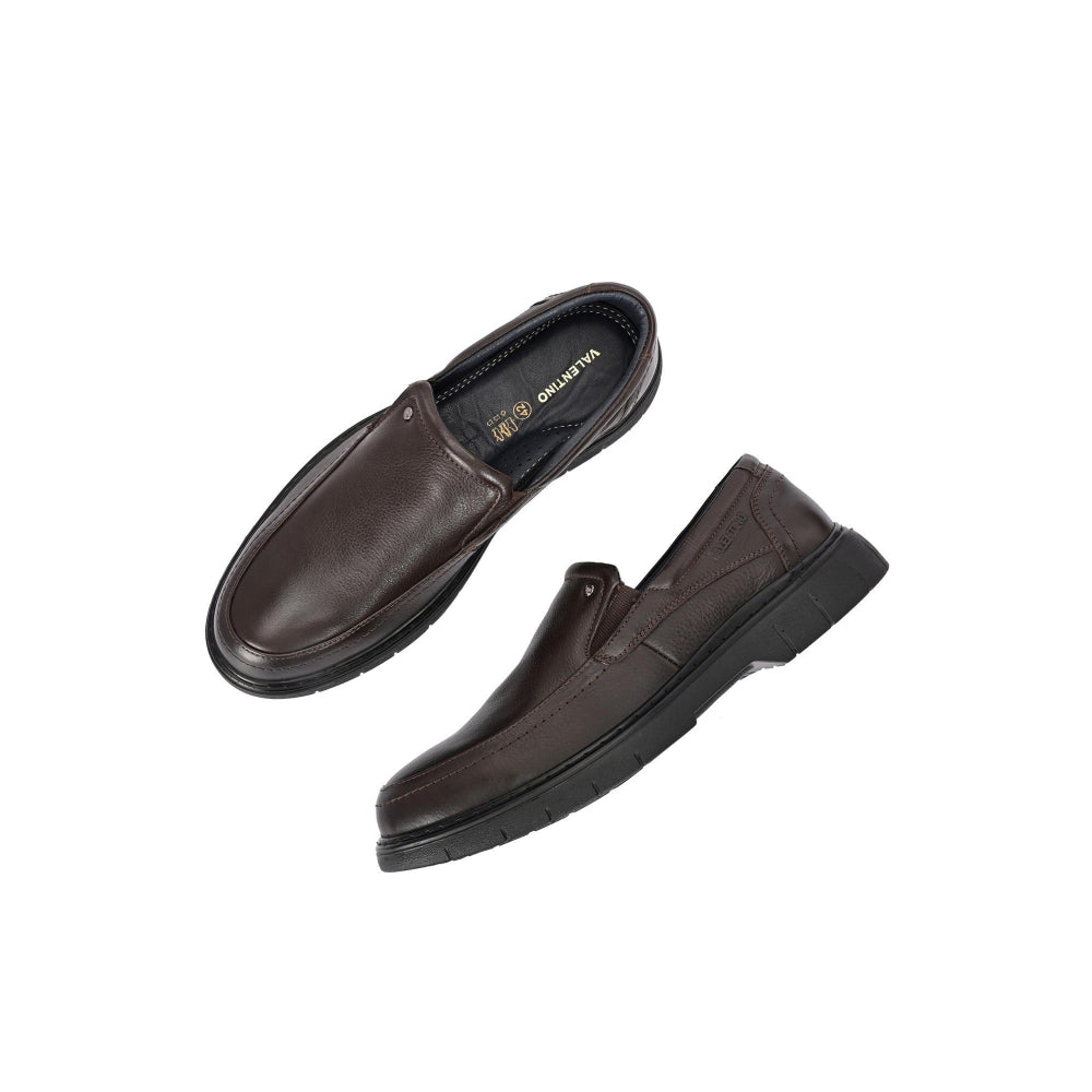 Valentino Men Premium Leather Brown Formal Slip-On Loafer Shoes