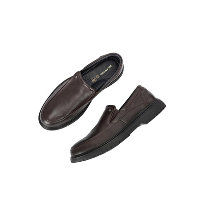 Valentino Men Premium Leather Brown Formal Slip-On Loafer Shoes