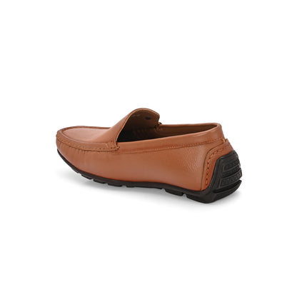 Valentino Men Premium Leather Tan Slip On Loafer
