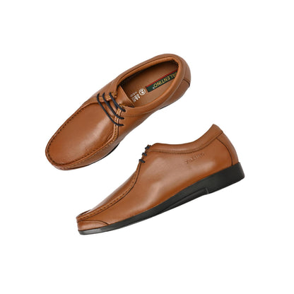Valentino Men Premium Leather Cognac Casual Derby Shoes