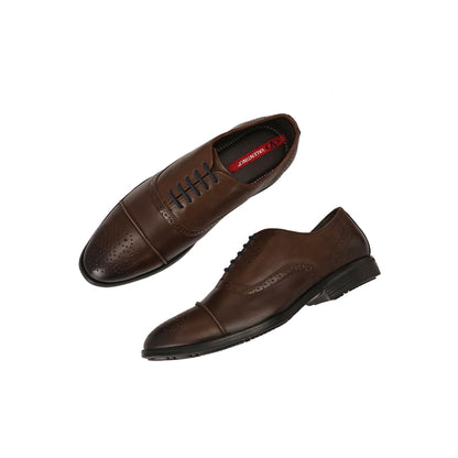 Valentino Men Premium Leather Brown Lace-Up Formal Derby Shoes