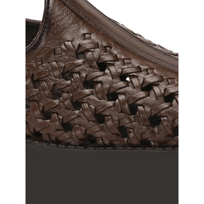 Valentino Men Premium Leather Ethnic Handwoven Slip-On Loafers
