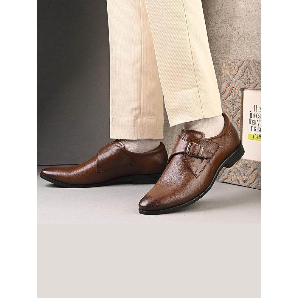 Valentino Men Premium Leather Single Monk Strap Slip-On Formal Shoes
