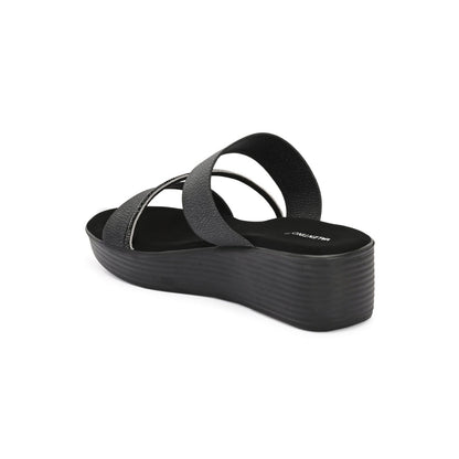 Valentino Women Black double Strap Wedge Sandals