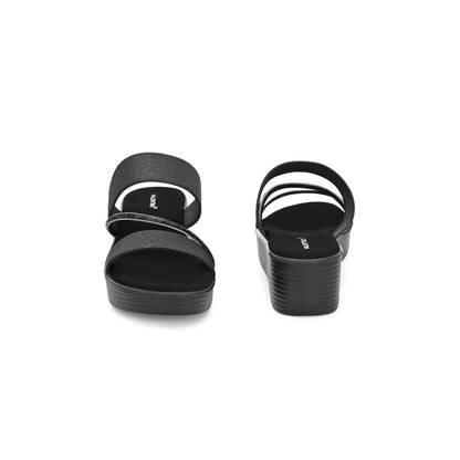 Valentino Women Black double Strap Wedge Sandals