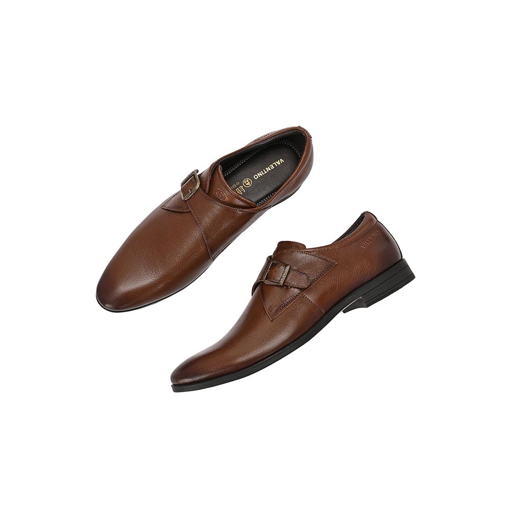 Valentino Men Premium Leather Single Strap Slip-On Formal Monk Shoes