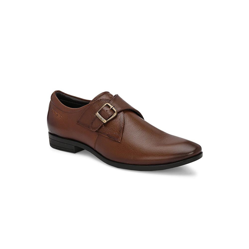 Valentino Men Premium Leather Single Strap Slip-On Formal Monk Shoes