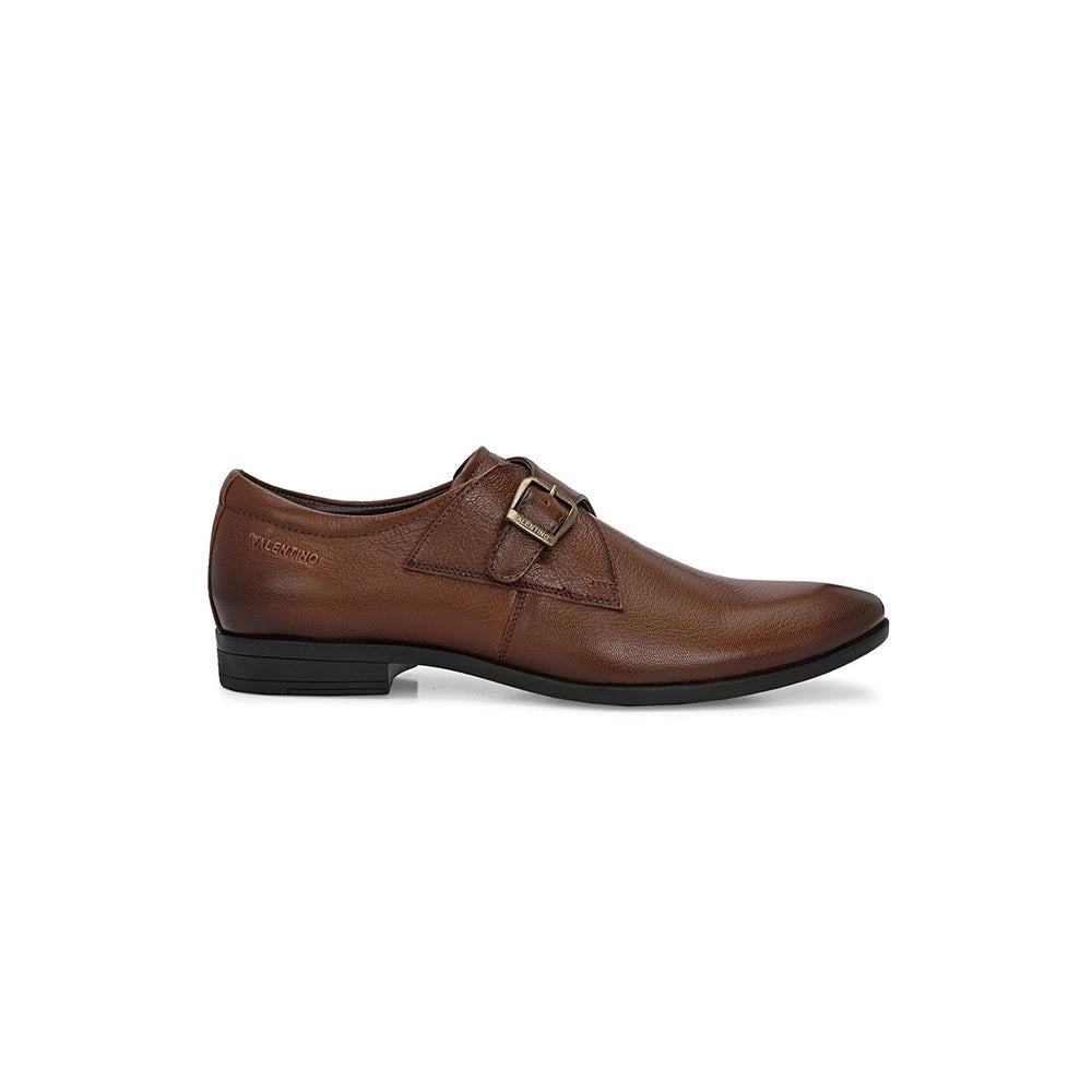 Valentino Men Premium Leather Single Strap Slip-On Formal Monk Shoes