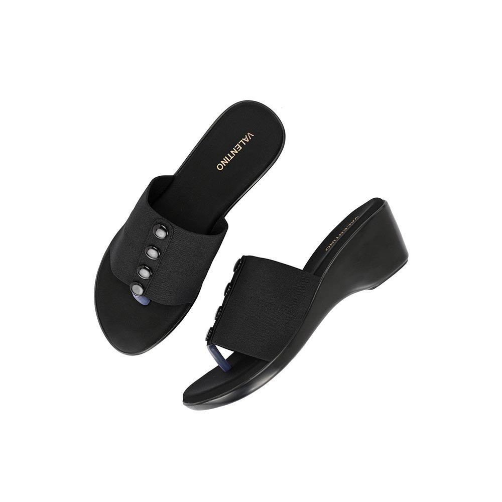 Valentino Women Black wedge Slide Sandals