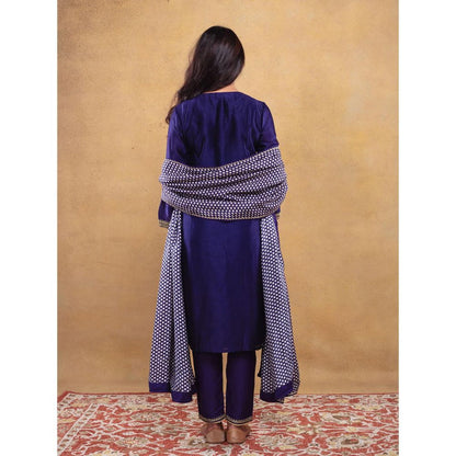 Vama Asher Purple Embroidered Kurta With Pant And Dupatta (Set of 3)