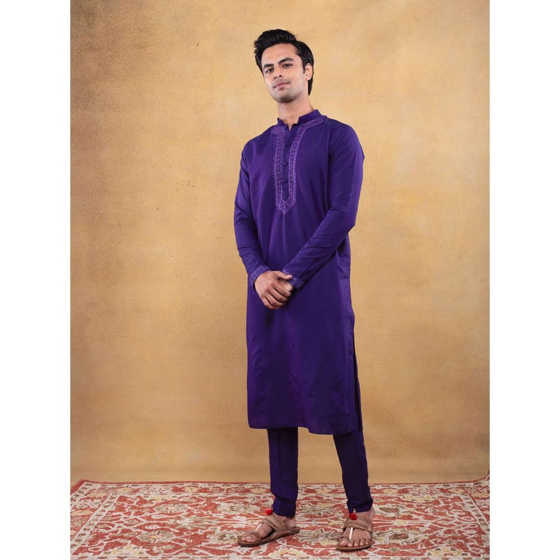 Vama Asher Purple Embroidered Kurta with Pant (Set of 2)