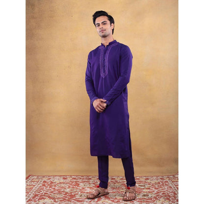 Vama Asher Purple Embroidered Kurta with Pant (Set of 2)