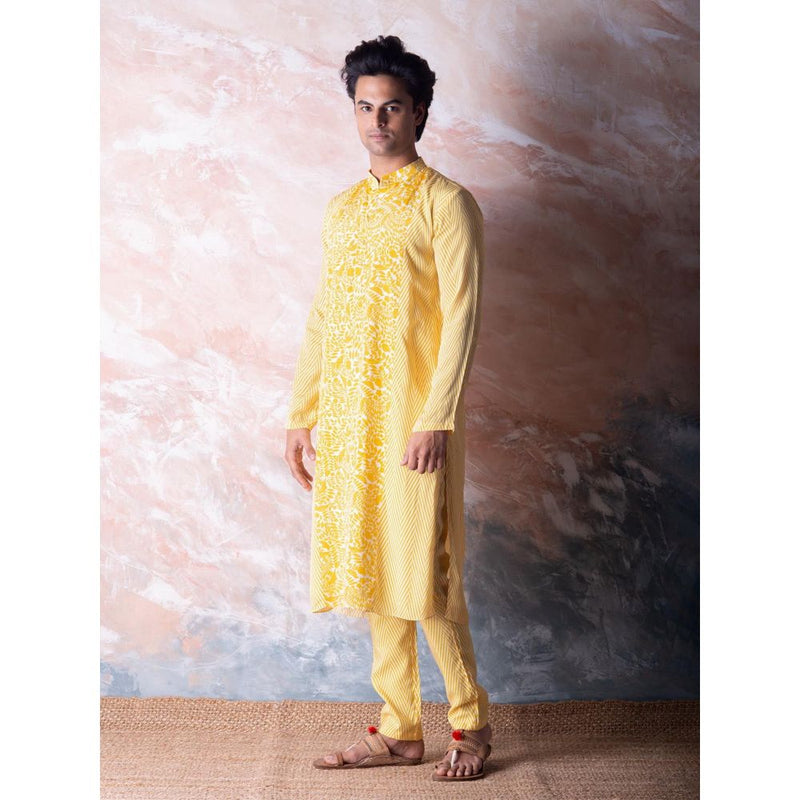 Vama Asher Canary Yellow Printed Kurta with Pant (Set of 2)