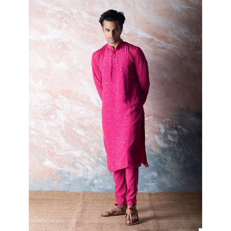 Vama Asher Cerise Pink Printed Kurta with Pant (Set of 2)