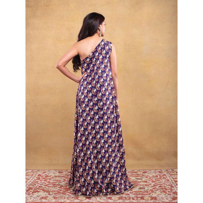 Vama Asher Navy Blue One Shoulder Dress