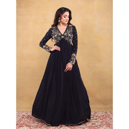 Vama Asher Black Embroidered Dress
