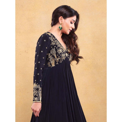 Vama Asher Black Embroidered Dress
