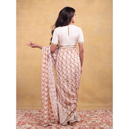 Vama Asher Blush White Embroidered Stitched Blouse