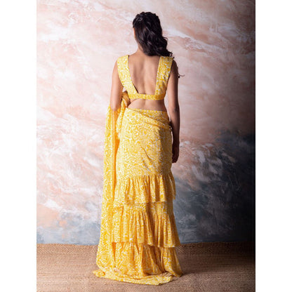 Vama Asher Yellow Embroidered Stitched Blouse