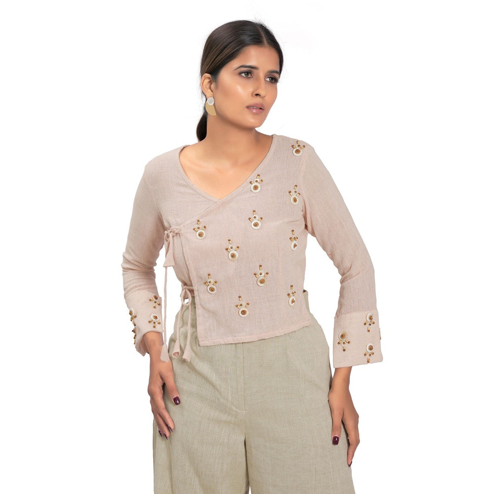 Vana Ethnics Sustainable Peach Cotton Angrakha Top