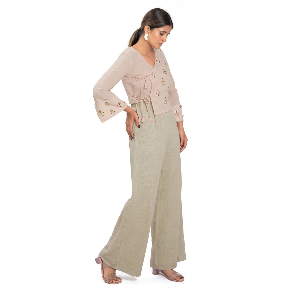 Vana Ethnics Sustainable Peach Cotton Angrakha Top