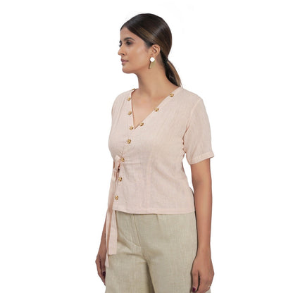 Vana Ethnics Sustainable Peach Cotton Wrap Around Top