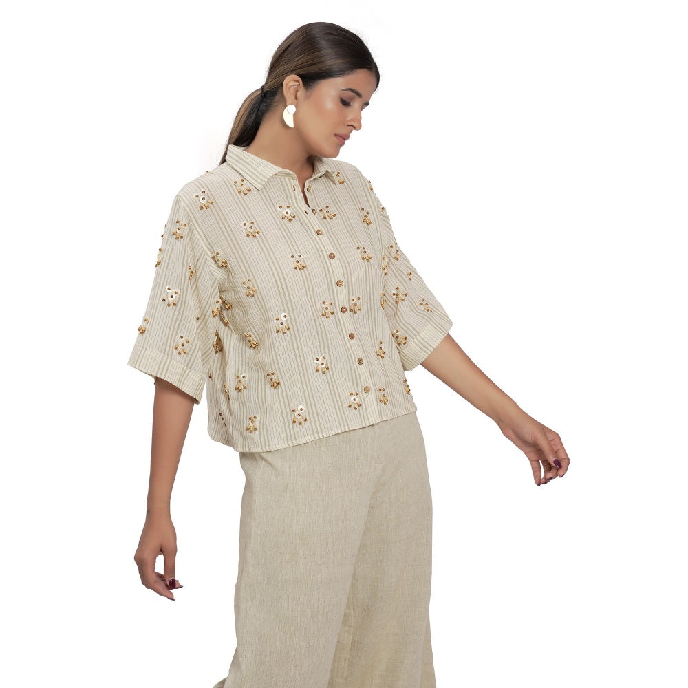 Vana Ethnics Sustainable Off White Cotton Shirt