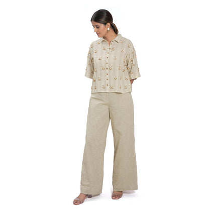 Vana Ethnics Sustainable Off White Cotton Shirt