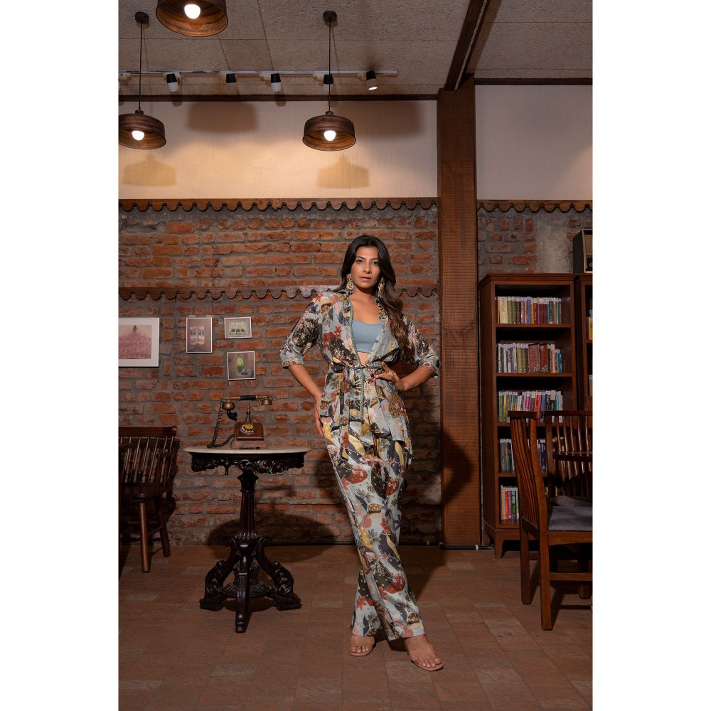 Vana Ethnics Ash Grey Printed Co-Ord (Set of 2)