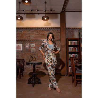Vana Ethnics Ash Grey Printed Co-Ord (Set of 2)