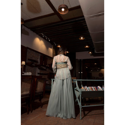 Vana Ethnics Ash Grey Cocktail Co-Ord (Set of 3)