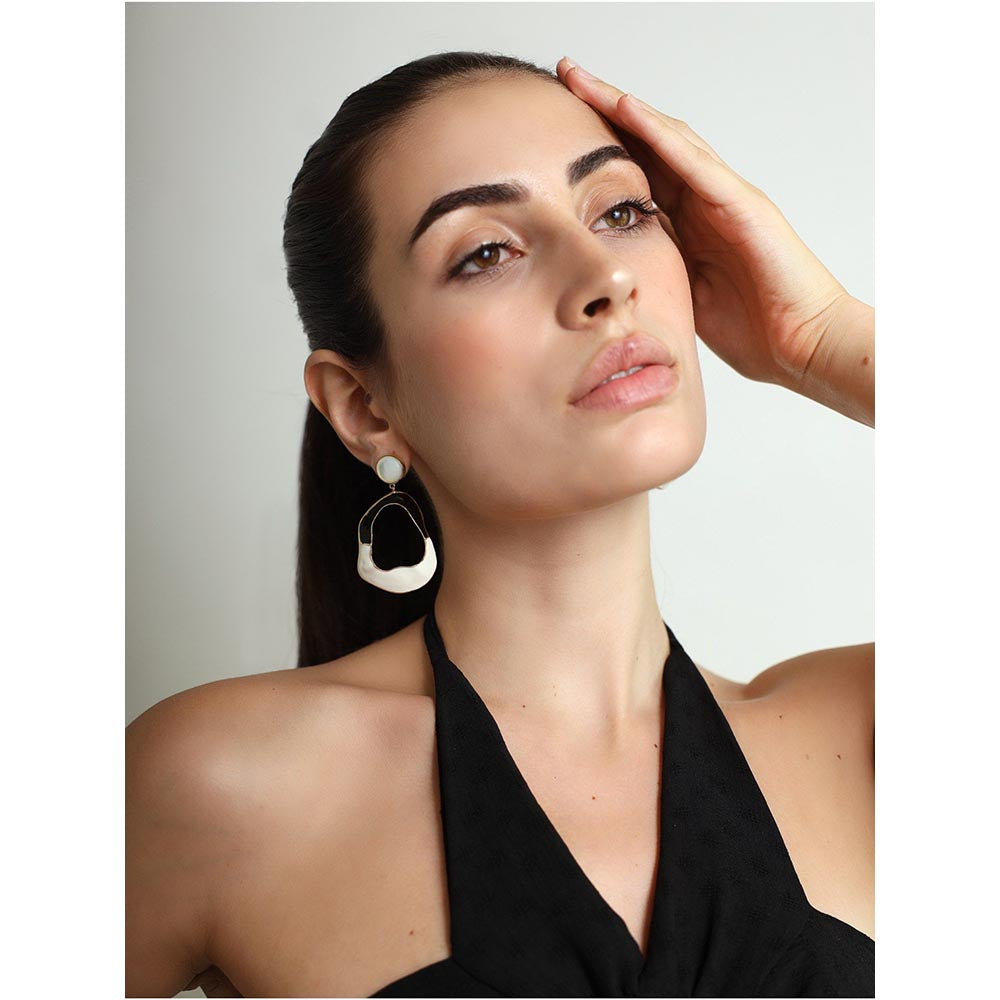 VARNIKA ARORA Saline White and Black Dangler Earrings