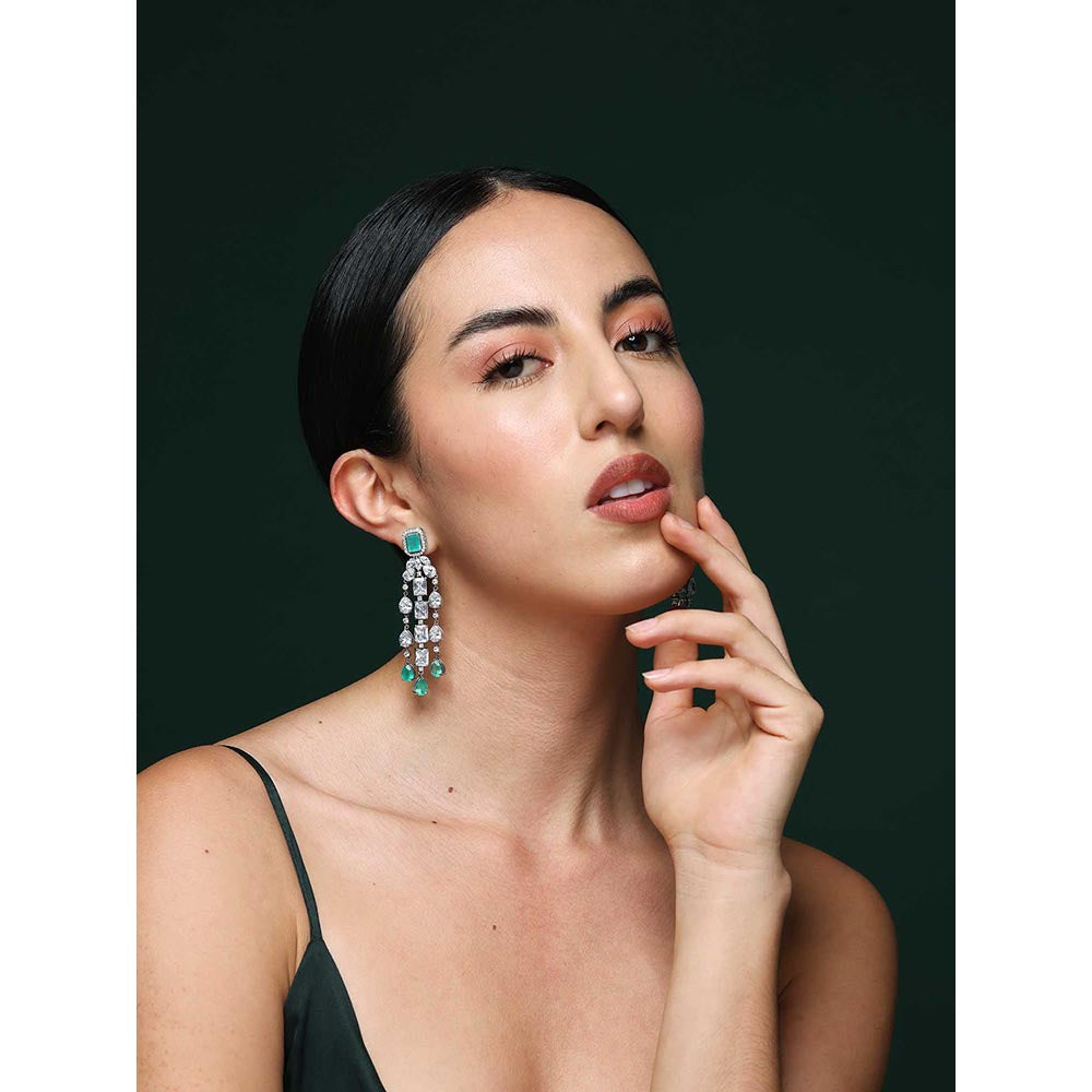 VARNIKA ARORA Twilight Radiant Emerald Drop Earrings