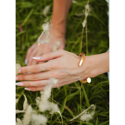 VARNIKA ARORA Hexa White Enamel Gold Cuff