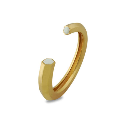 VARNIKA ARORA Hexa White Enamel Gold Cuff