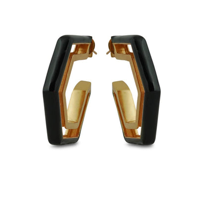VARNIKA ARORA Devine Black Enamel Gold Earrings