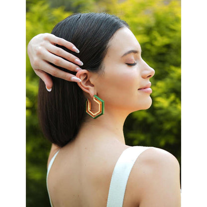 VARNIKA ARORA Devine Green Enamel Gold Earrings