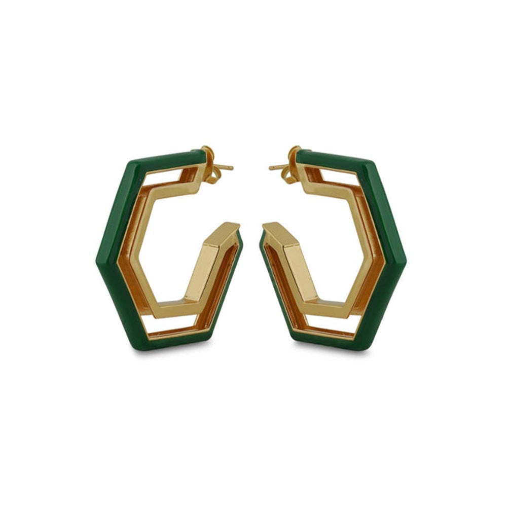 VARNIKA ARORA Devine Green Enamel Gold Earrings