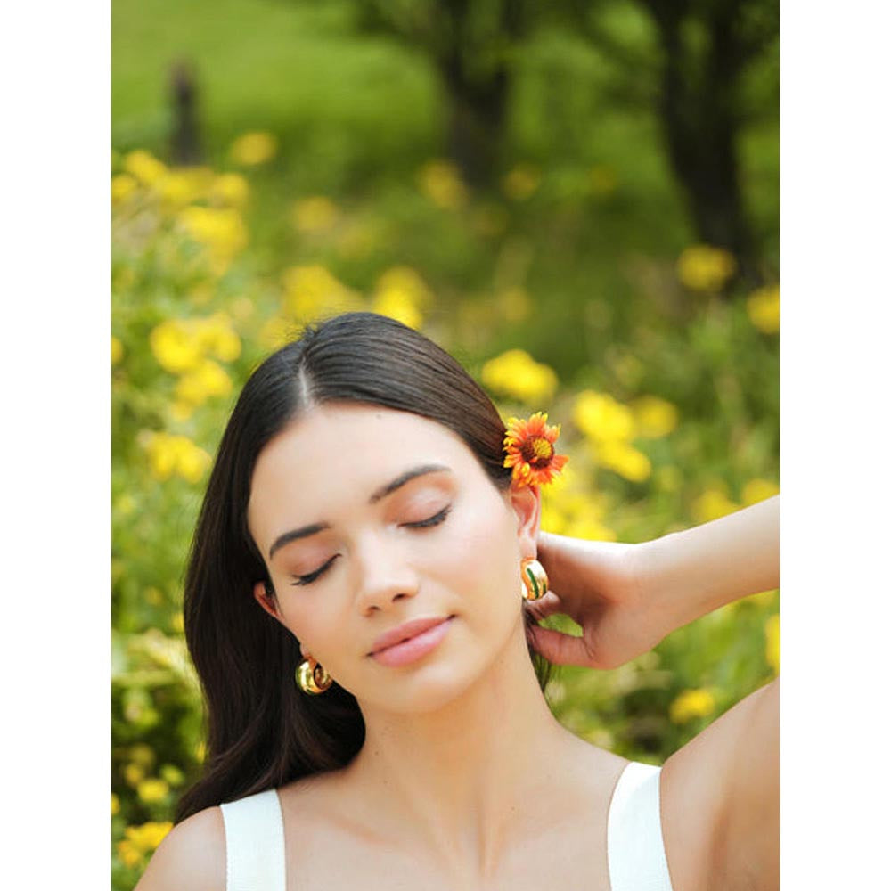 VARNIKA ARORA Luna Green Enamel Gold Hoops