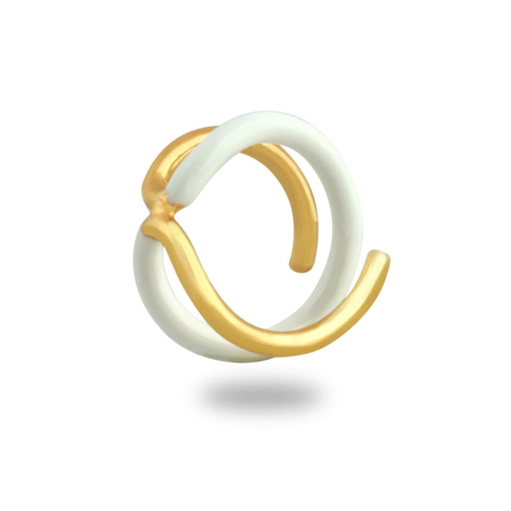 VARNIKA ARORA Twistie 2-Way White Enamel Gold Ring